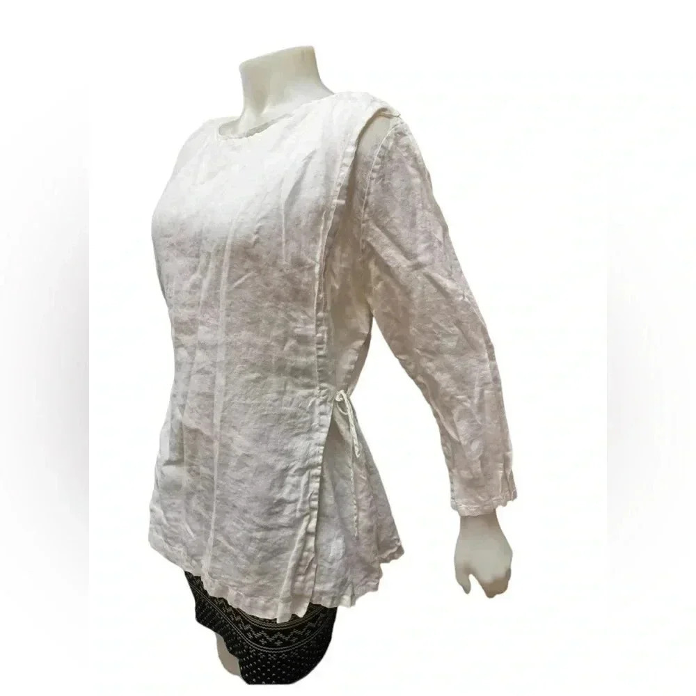 Bryn Walker 100% Linen White Tunic Top Size Small
